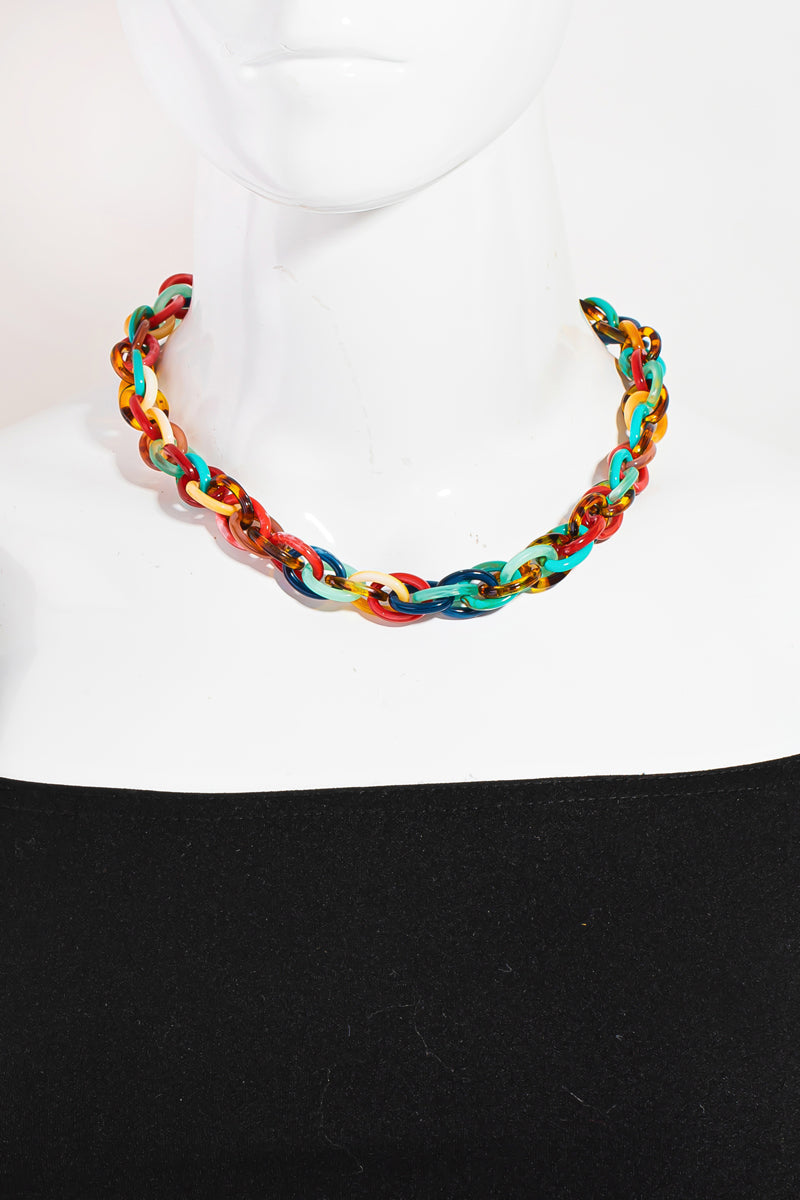 Rainbow Chain Link Statement Necklace