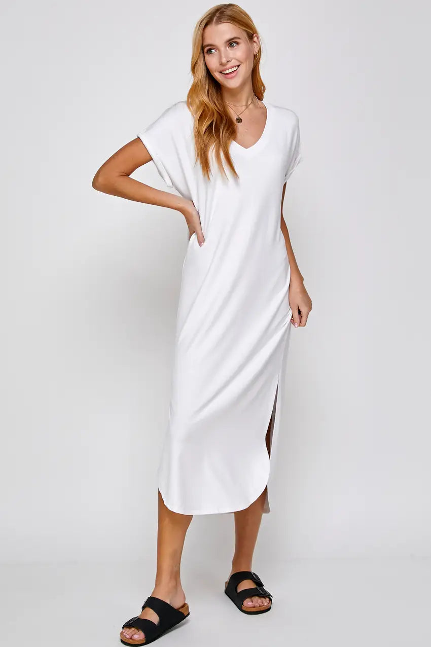 Long Basic V-dress