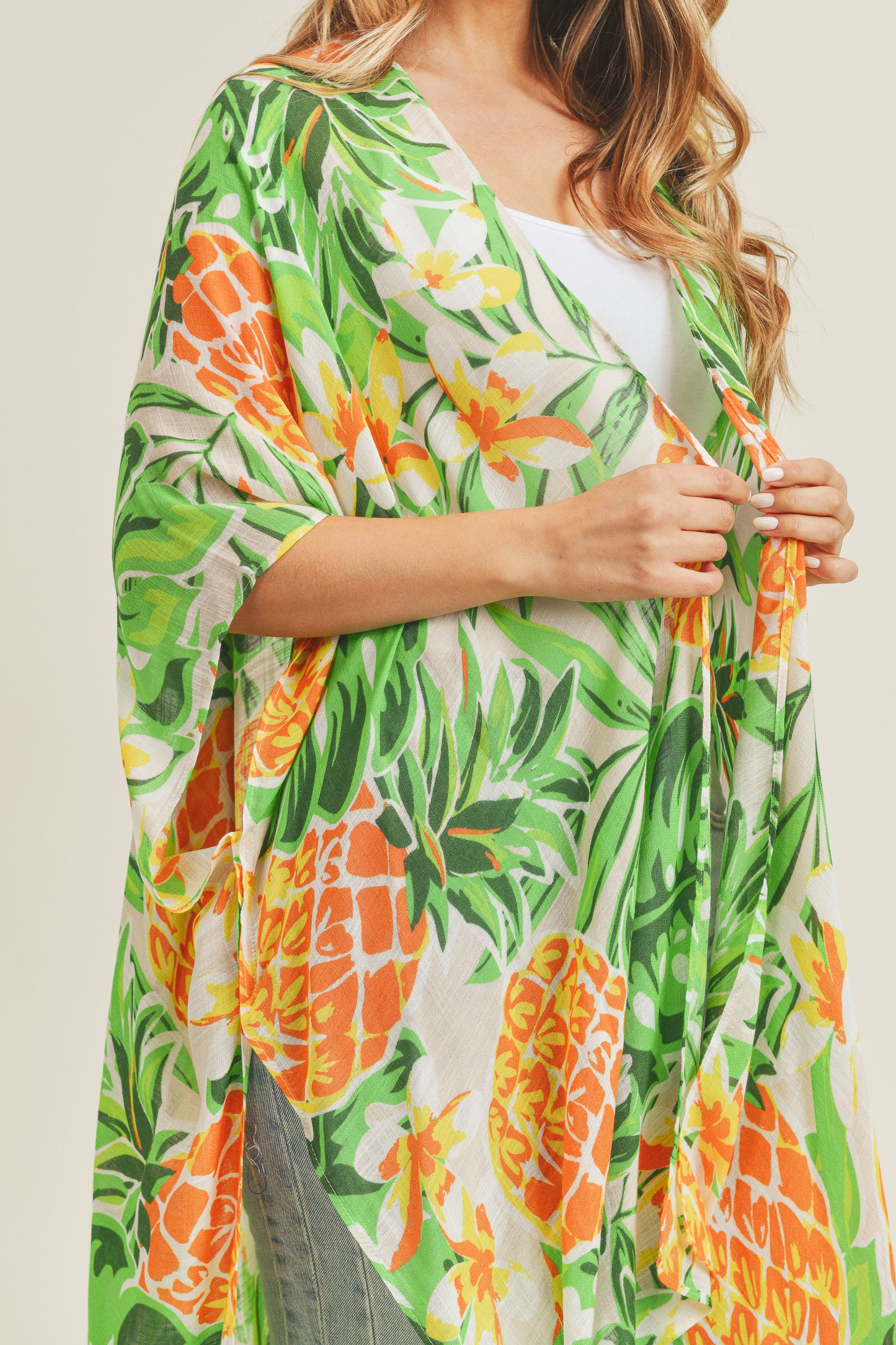 Tropical Leaf Pineapple Kimono