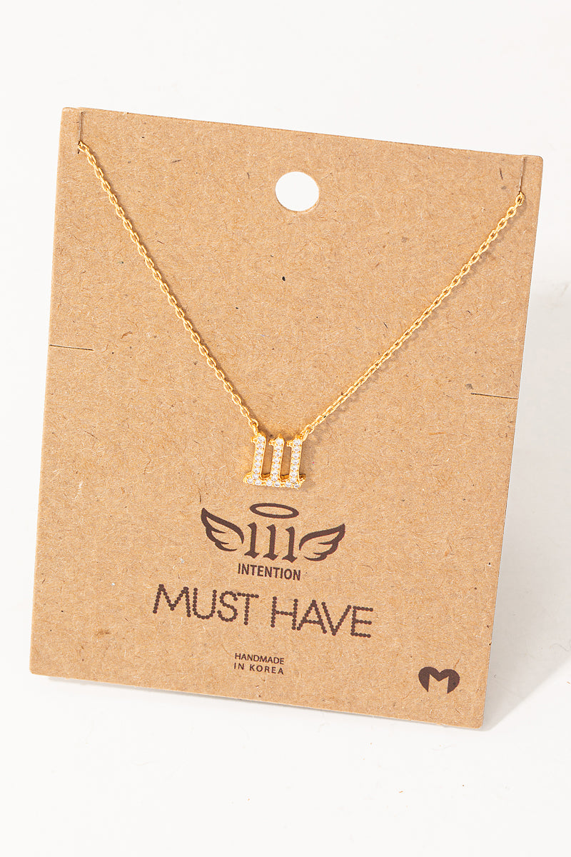 Pave 111 Angel Number Pendant Necklace