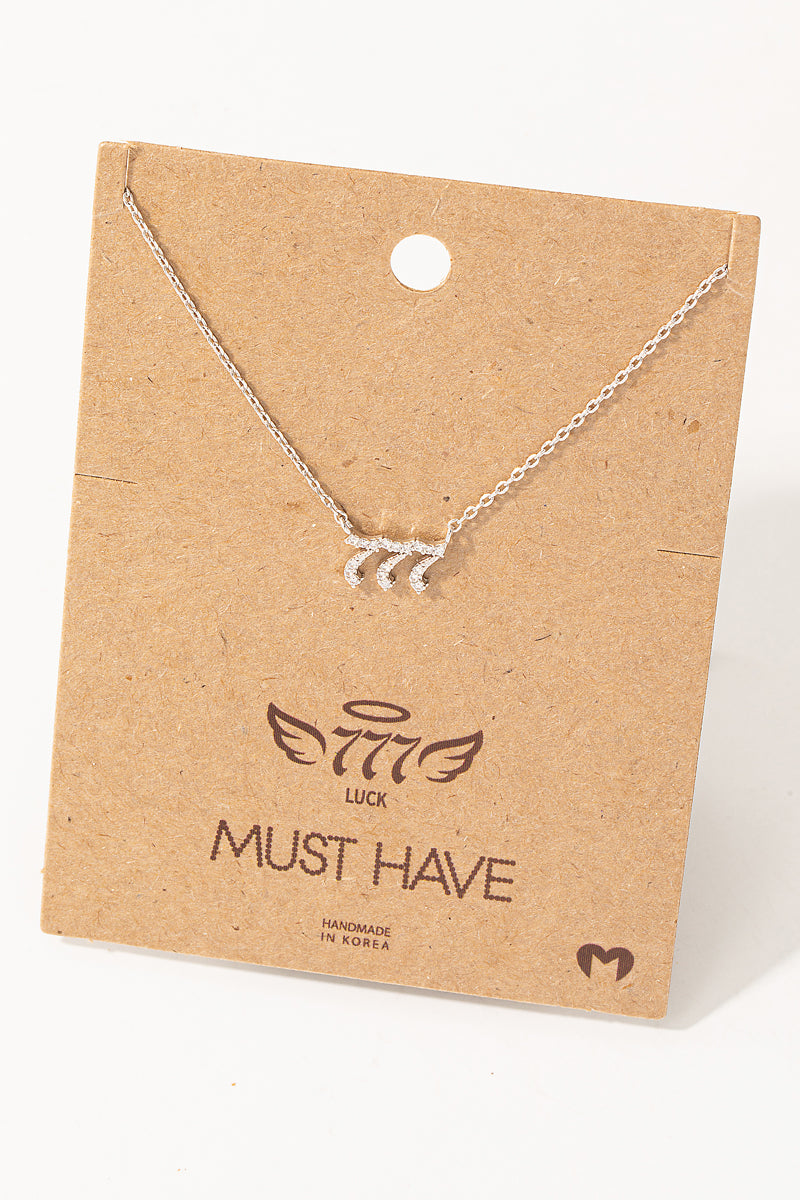 Pave 777 Angel Number Pendant Necklace