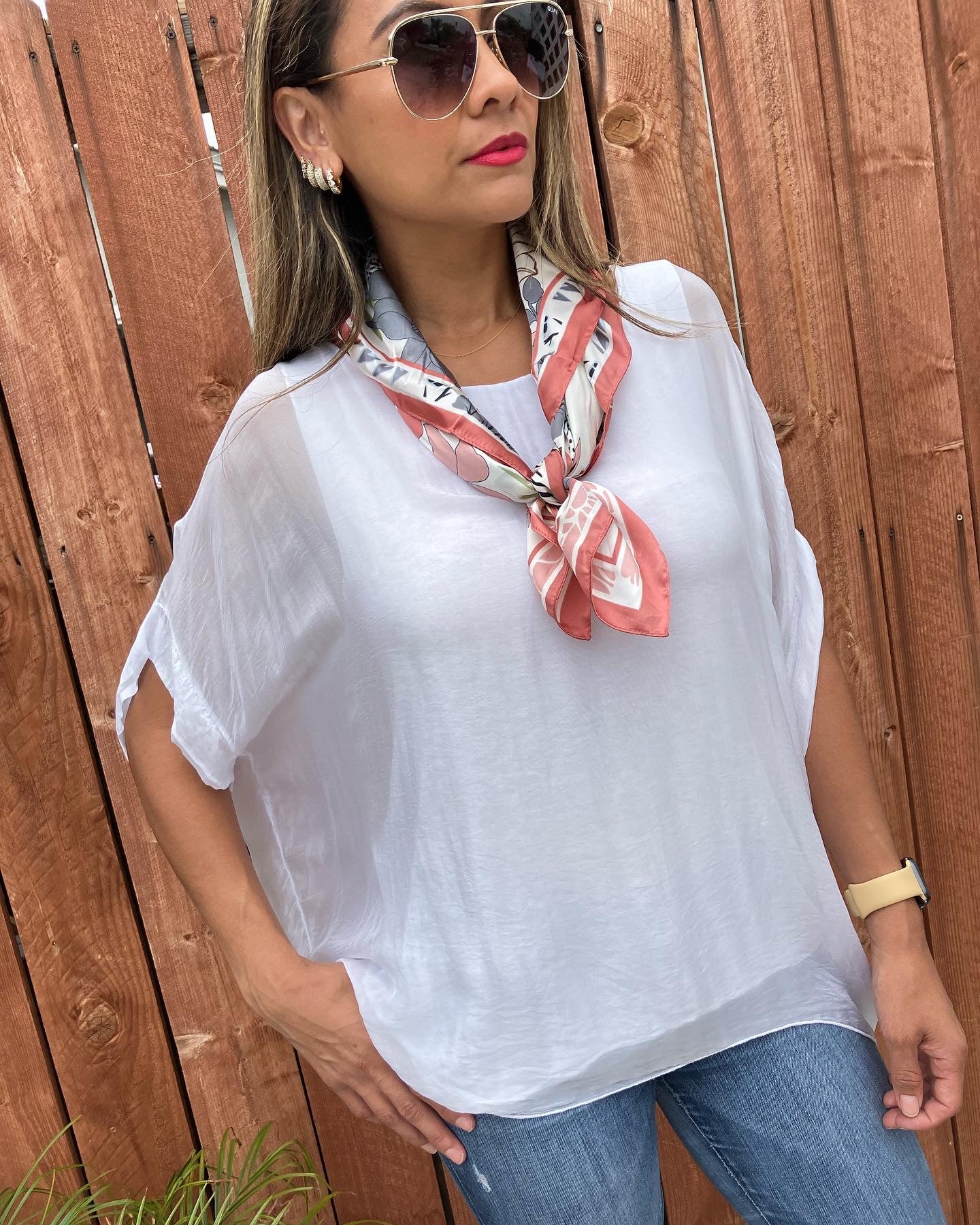 Made In Italy White Silk Blouse