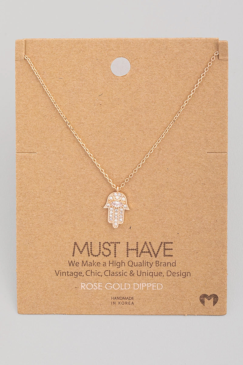 Dainty Pave Hamsa Pendant Necklace