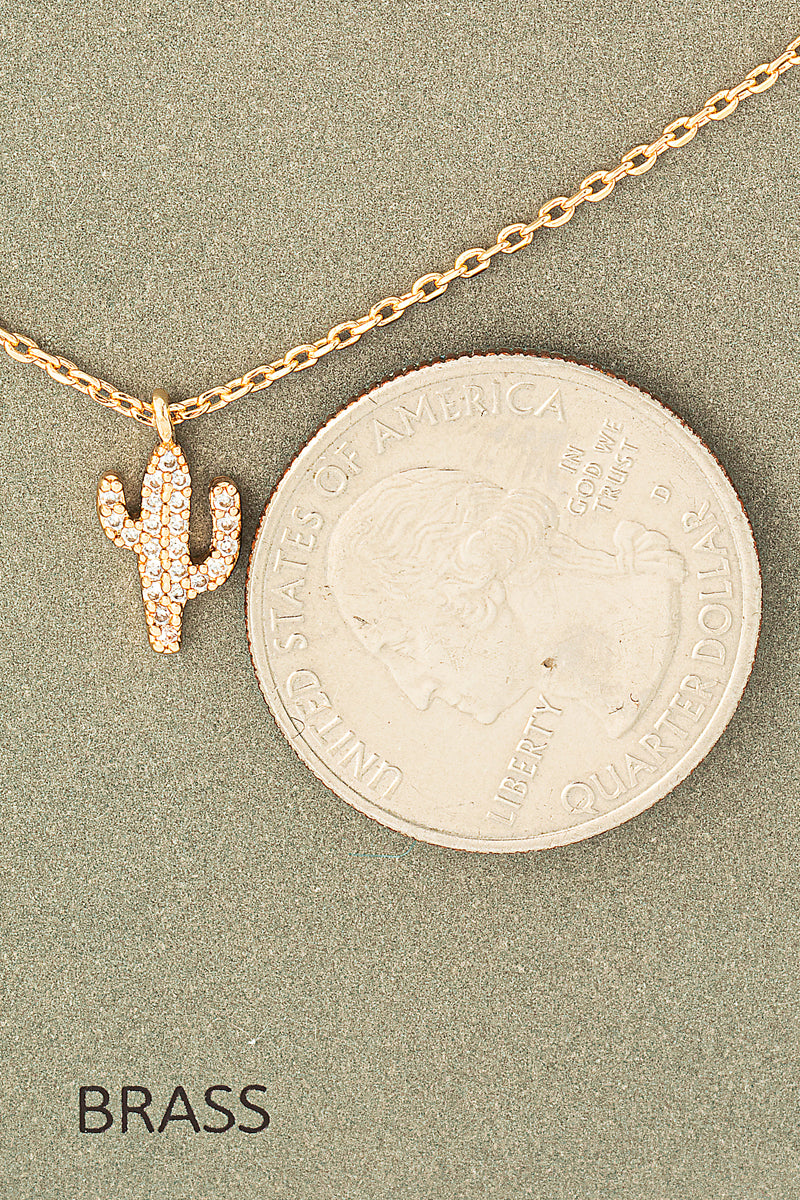 Pave Cactus Pendant Necklace