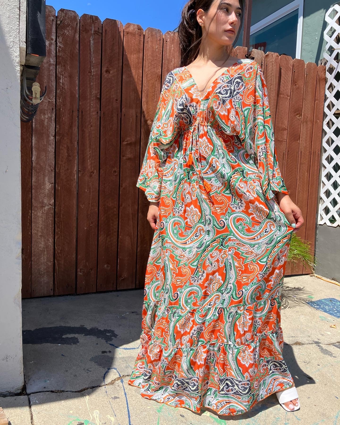 All Over Print Orange Dress