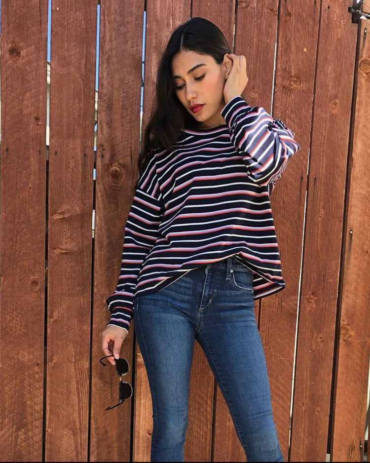 Vintage-Inspired Stripe 100% Cotton Top