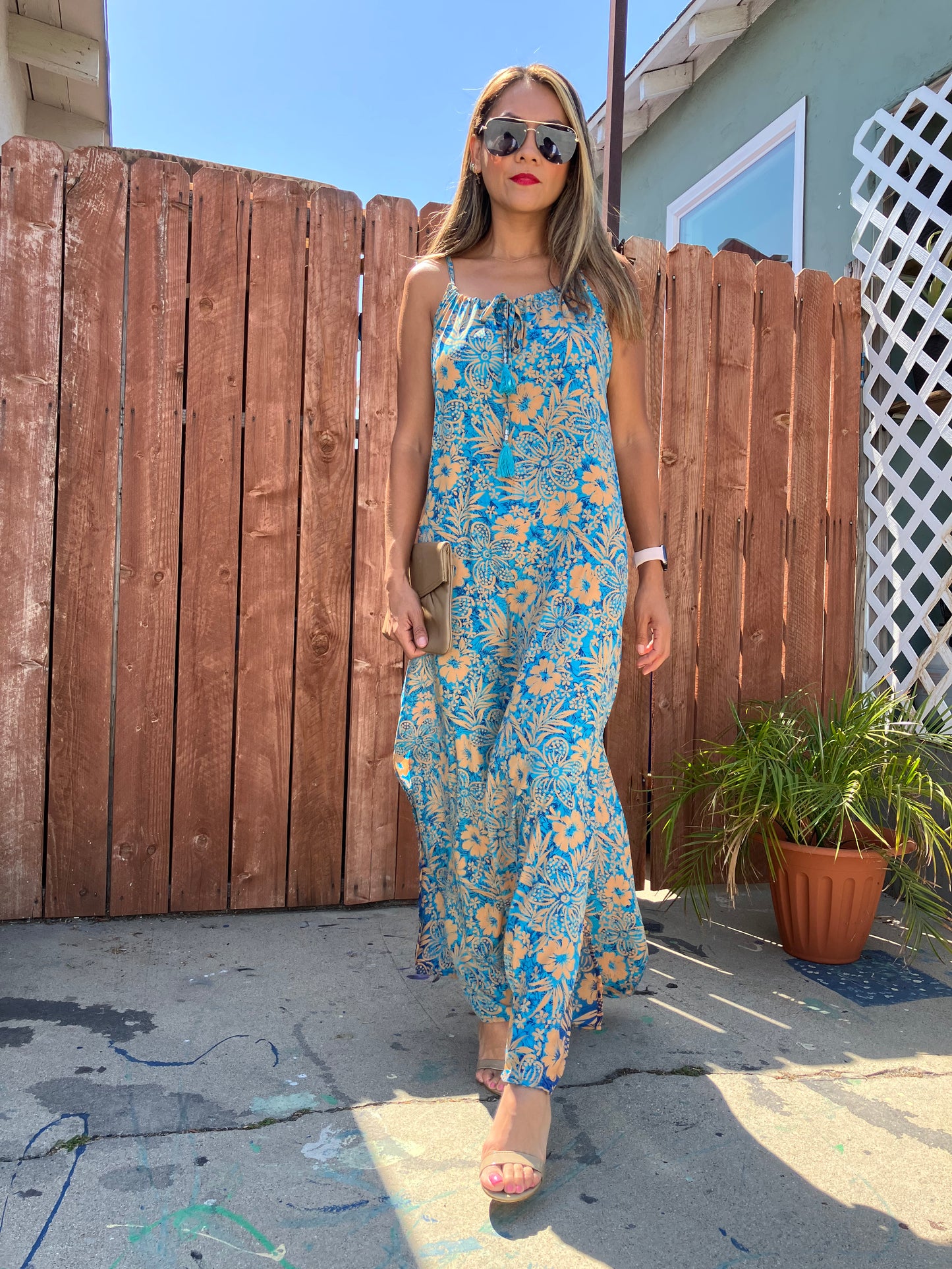 Tropical Print Maxi Dress