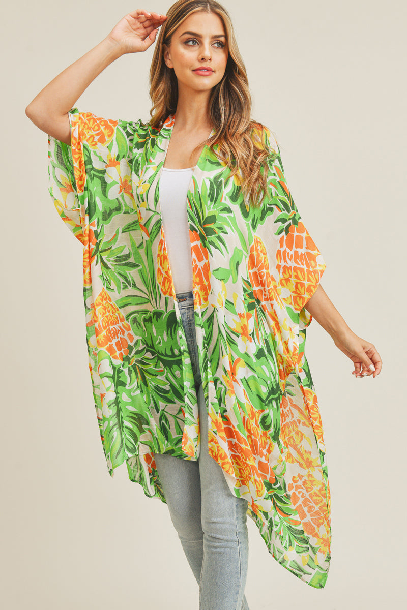 Tropical Leaf Pineapple Kimono