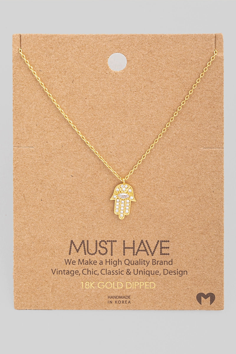 Dainty Pave Hamsa Pendant Necklace