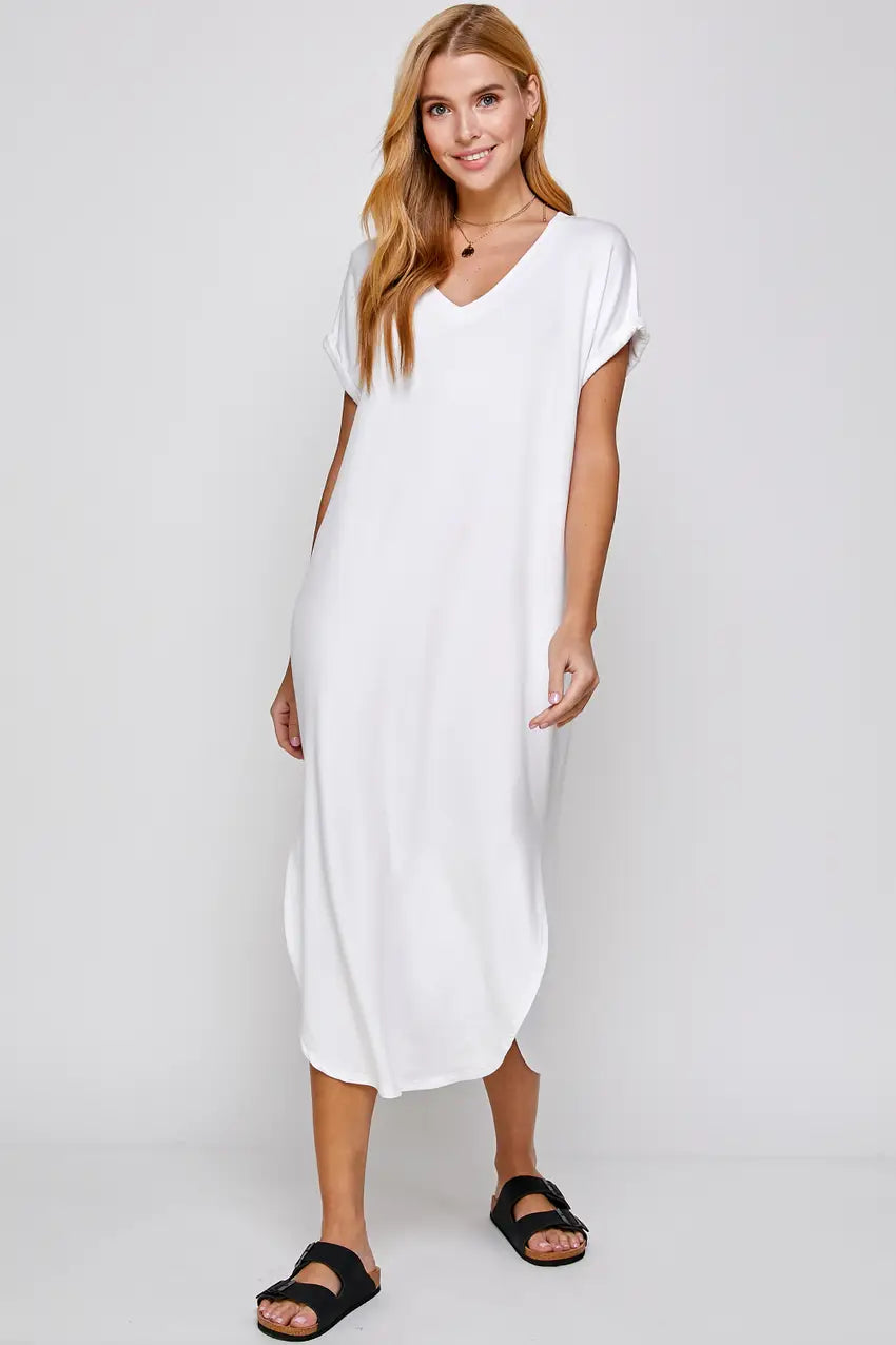 Long Basic V-dress