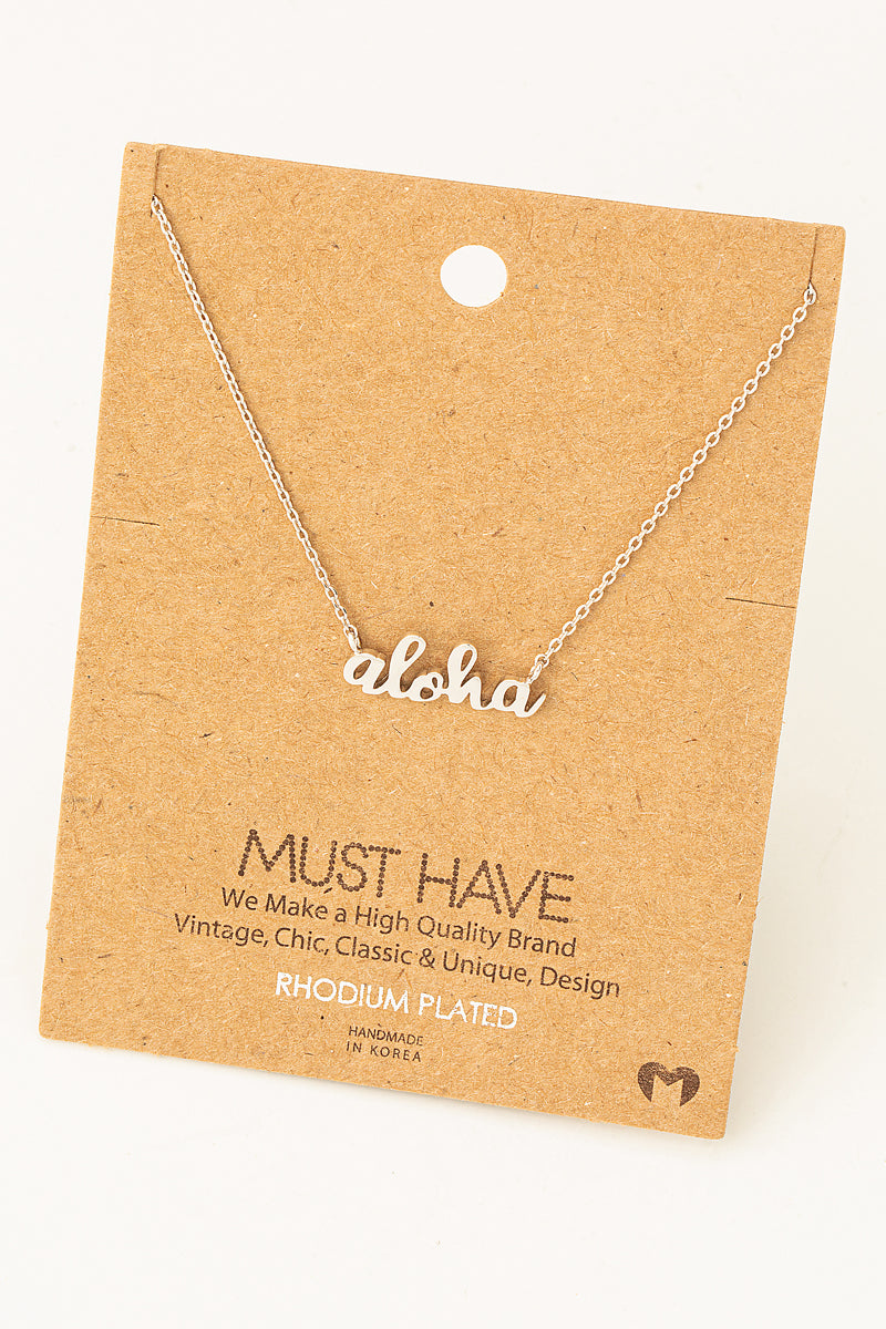 Handwritten Aloha Print Charm Necklace