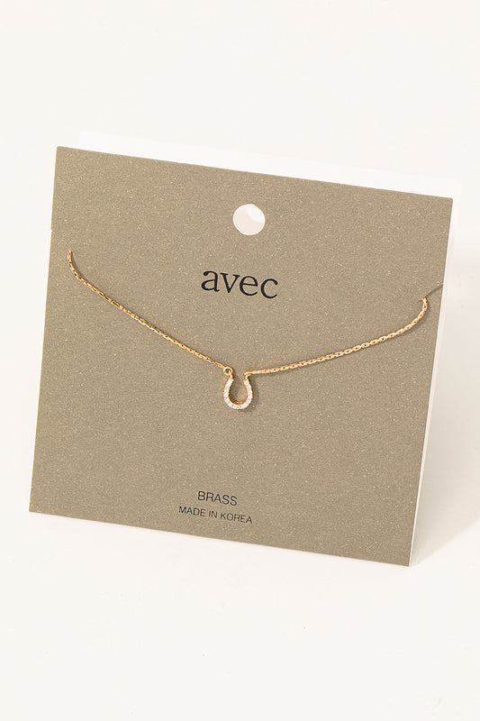 Dainty Pave Horseshoe Charm Necklace