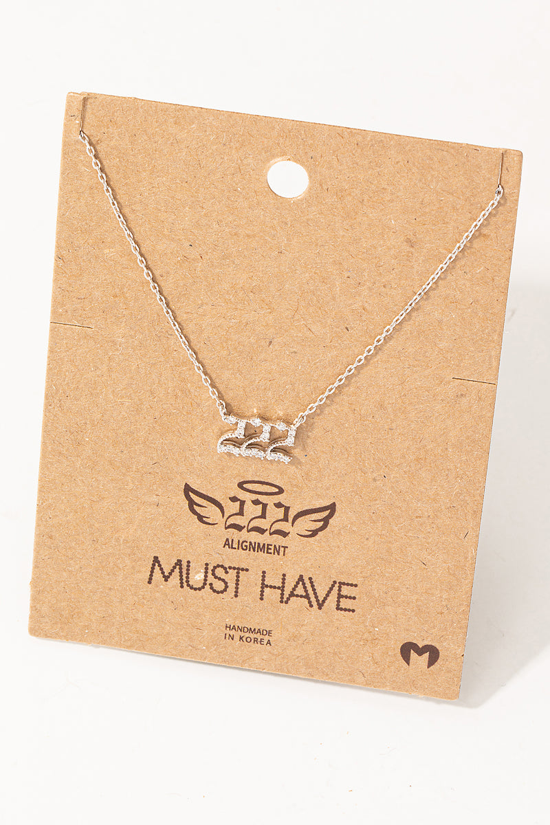 Pave 222 Angel Number Pendant Necklace