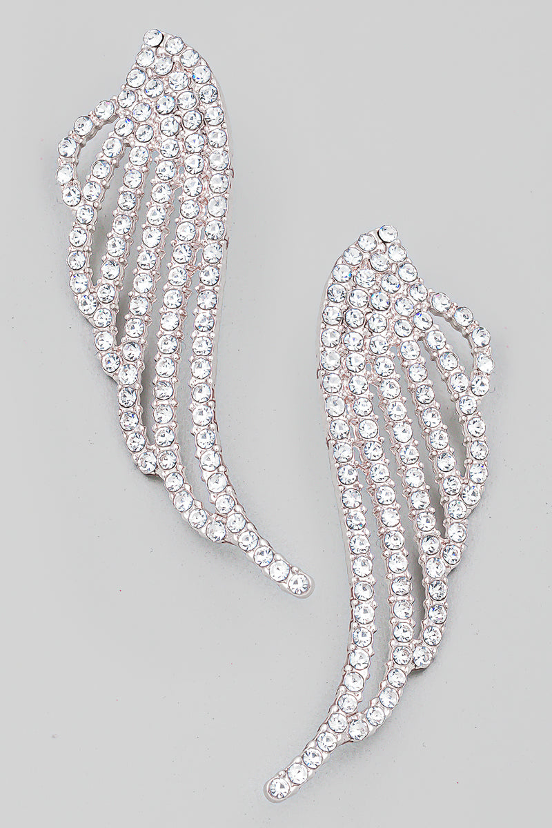 Crystal Rhinestone Angel Wing Earrings