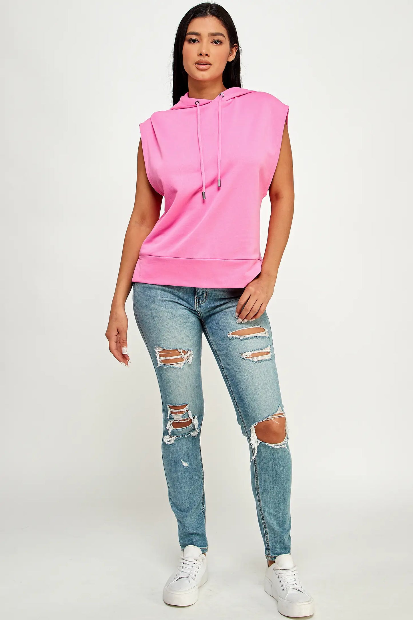 Sleeveless Hoodie Pink