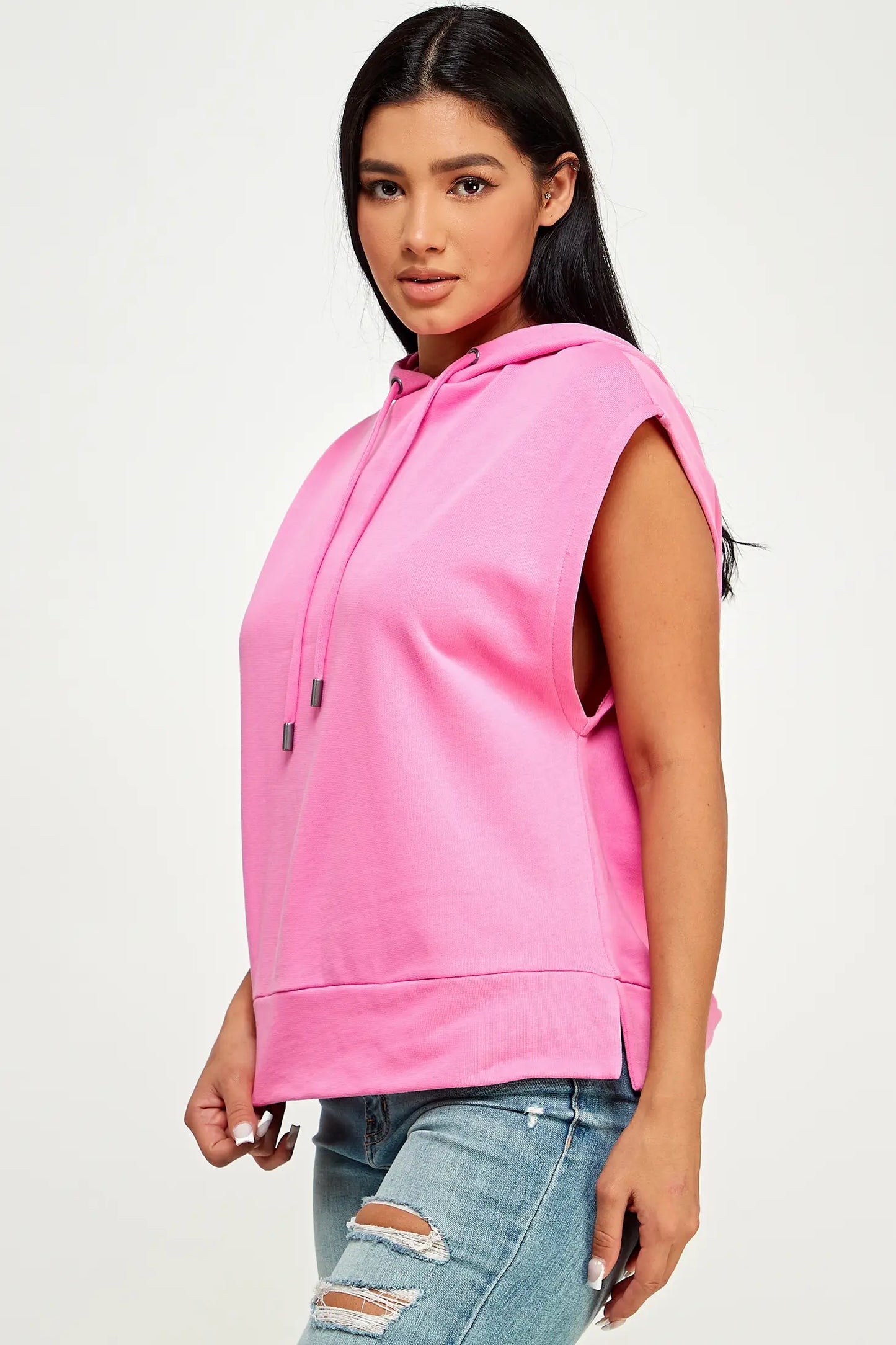 Sleeveless Hoodie Pink