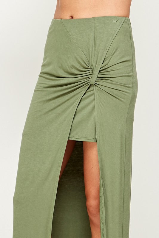 Ruched Split Thigh Skirt