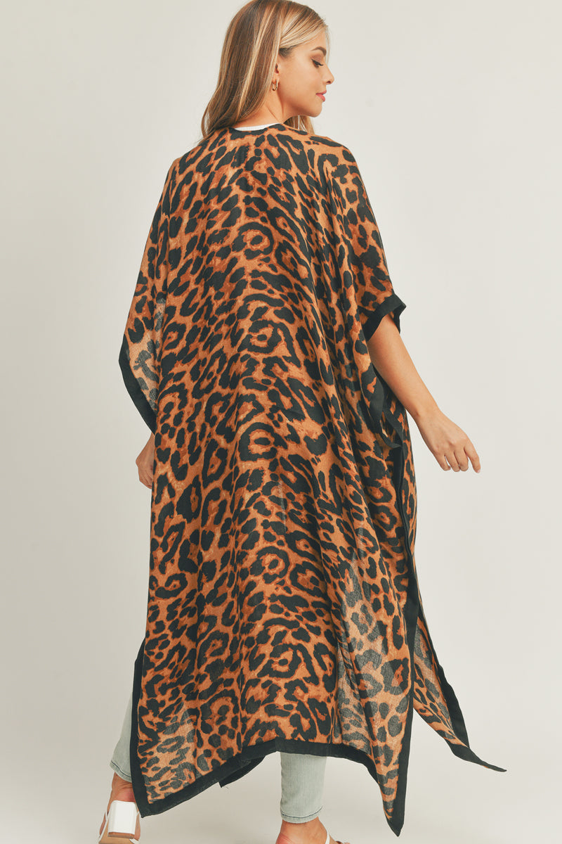 Leopard Print Long Kimono