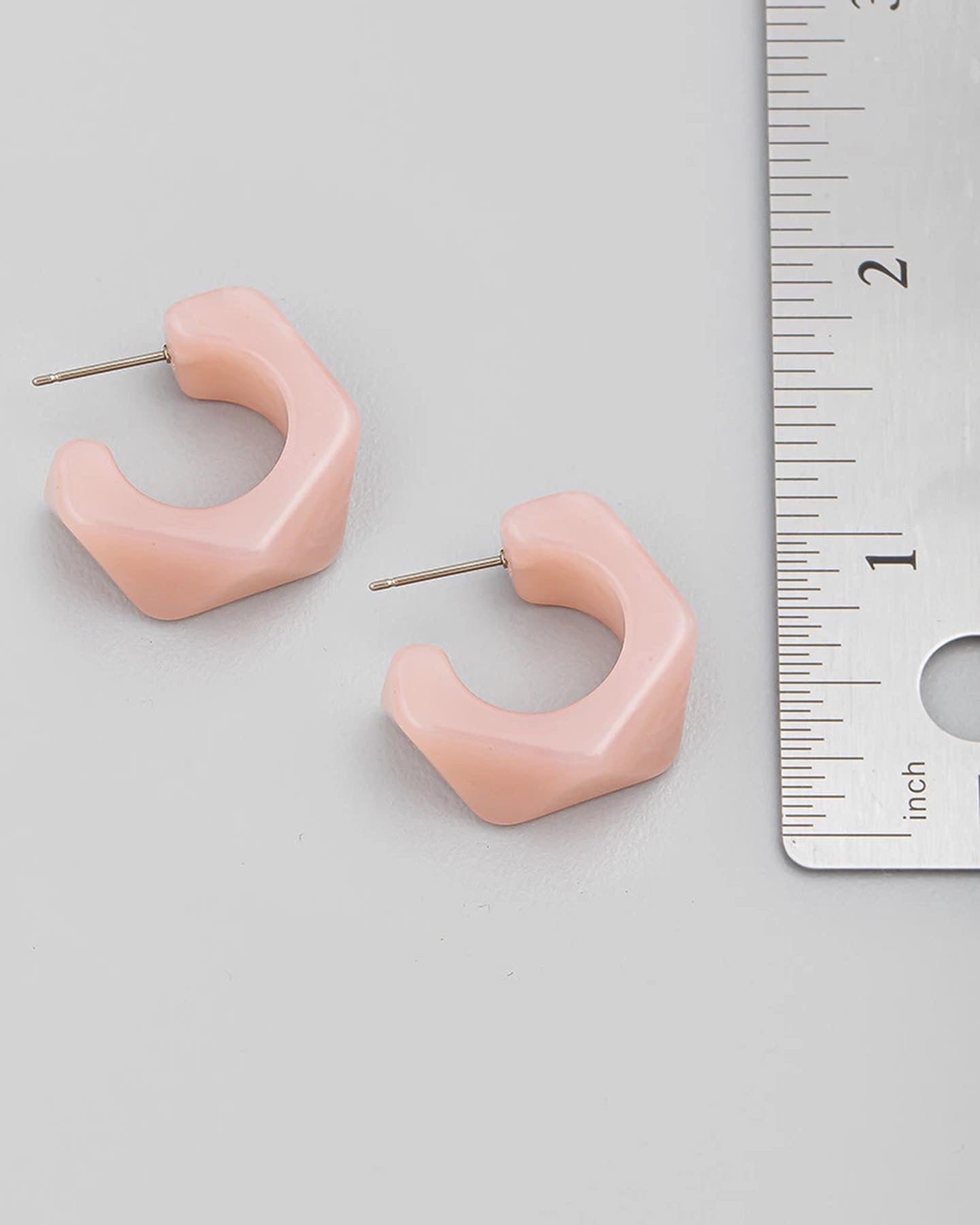 Mini Resin Pentagon Hoop Earrings