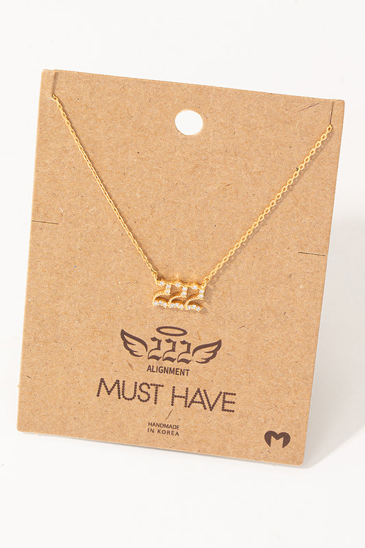 Pave 222 Angel Number Pendant Necklace