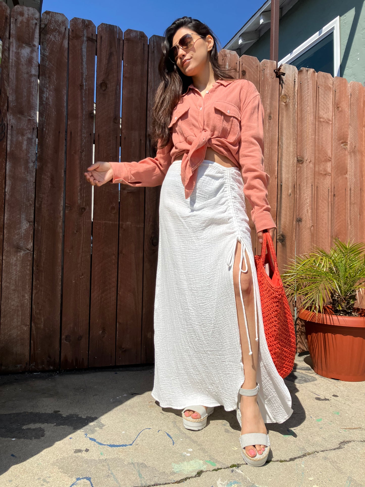 Pam 100% Cotton White Skirt