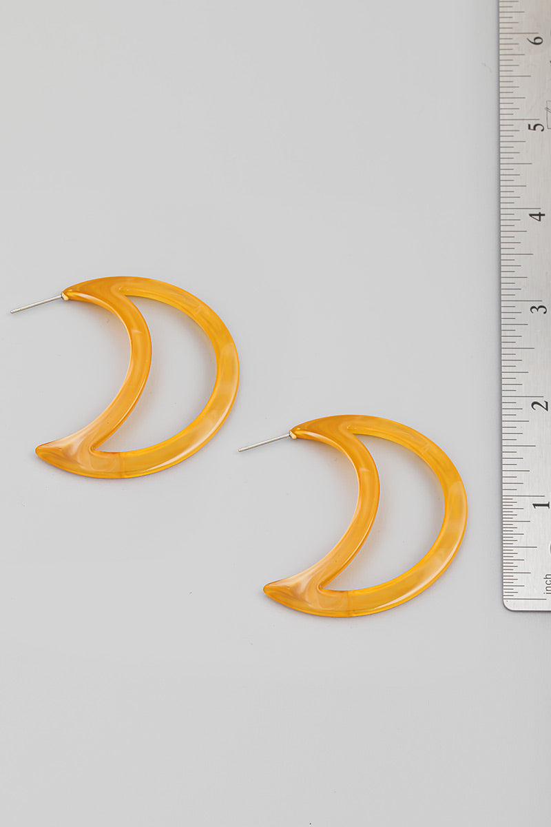 Acetate Crescent Moon Cutout Earrings