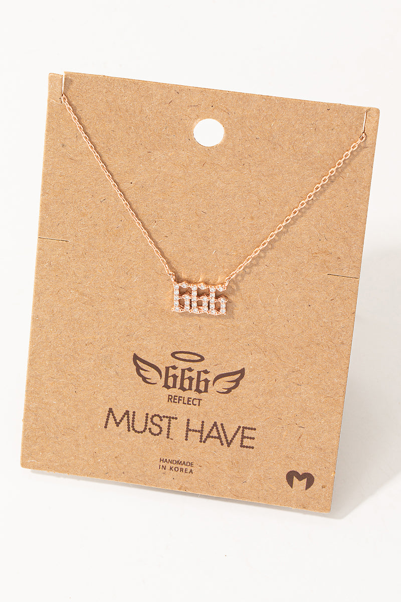 Pave 666 Angel Number Pendant Necklace