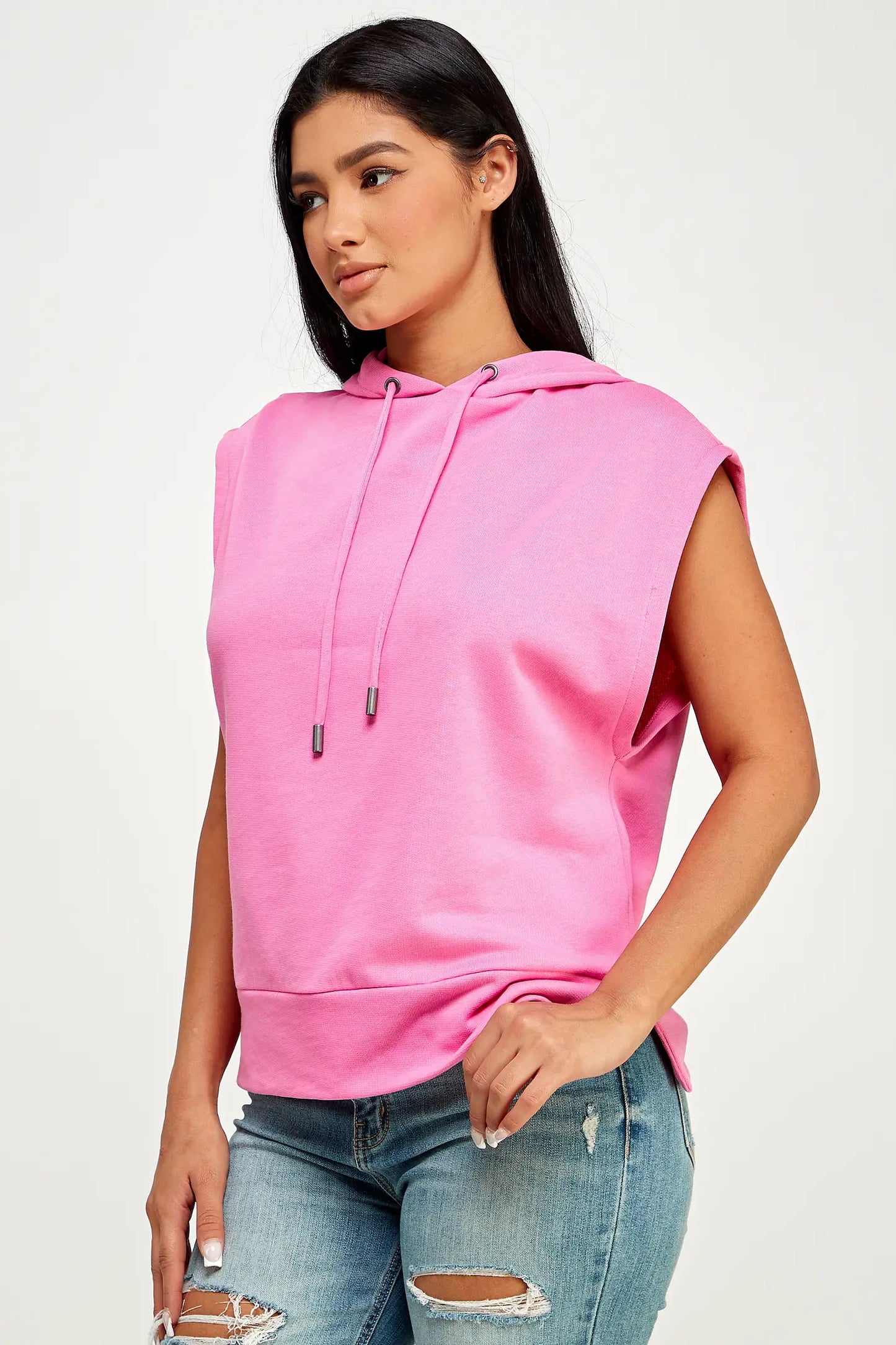 Sleeveless Hoodie Pink