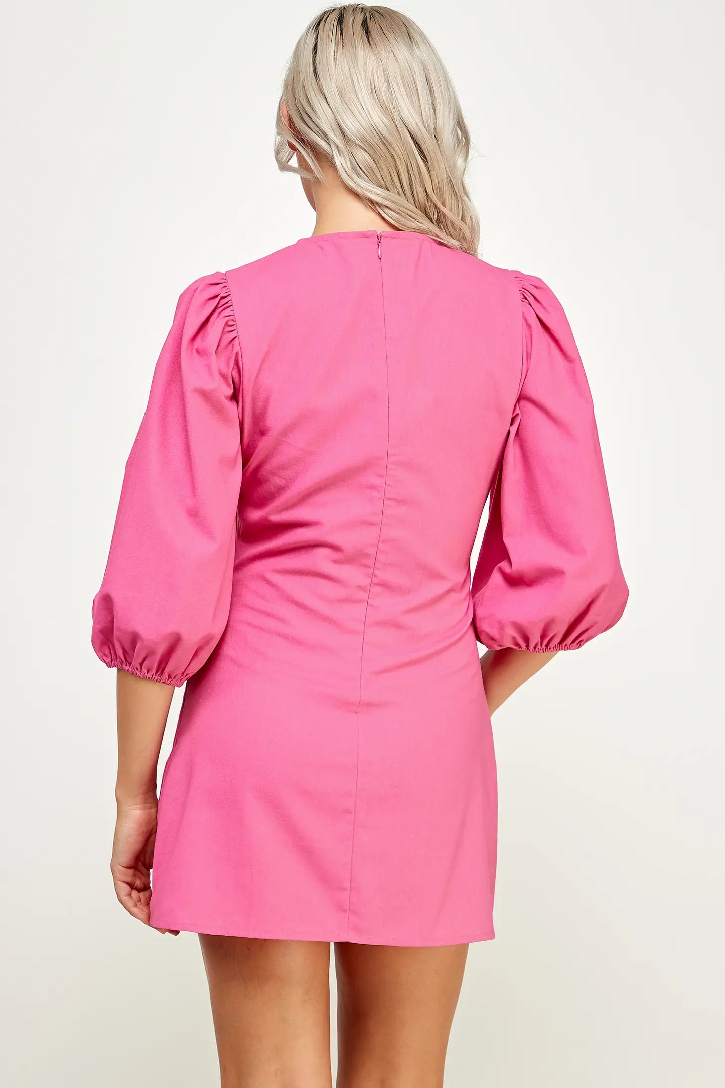 Puff Sleeves Mini Pink