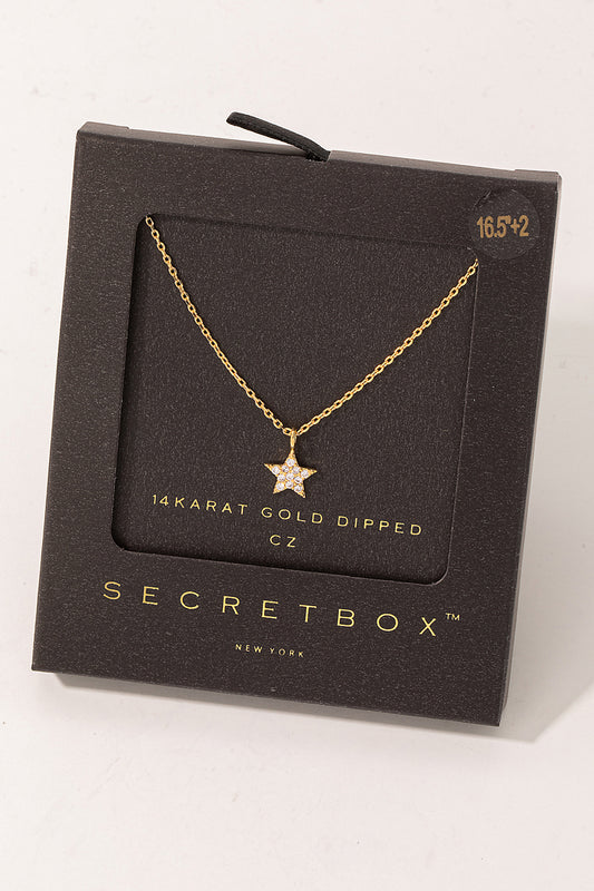 Secret Box Pave Star Pendant Necklace