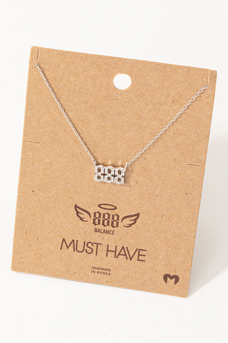 Pave 888 Angel Number Pendant Necklace