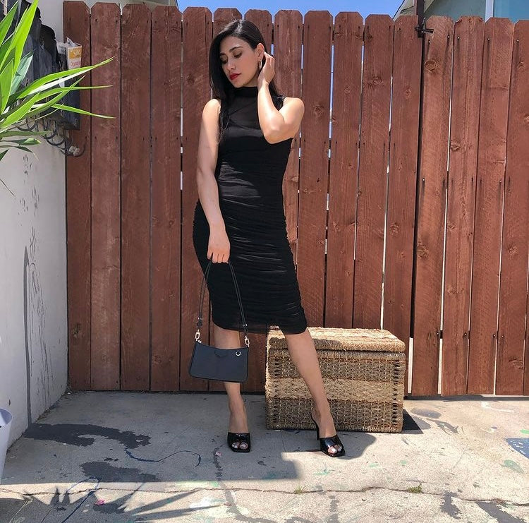 Black Midi Mesh Dress