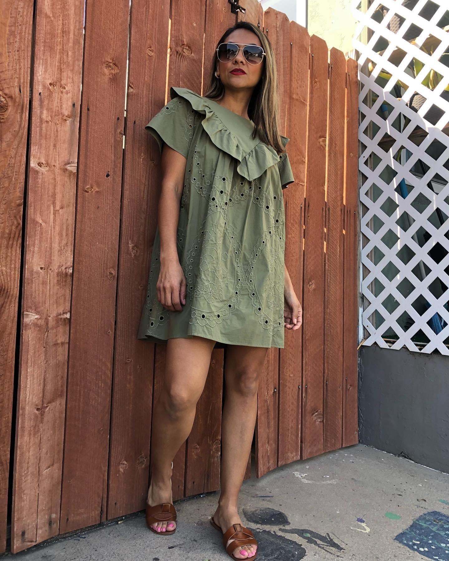 Ruffled Eyelet Dress with Pockets