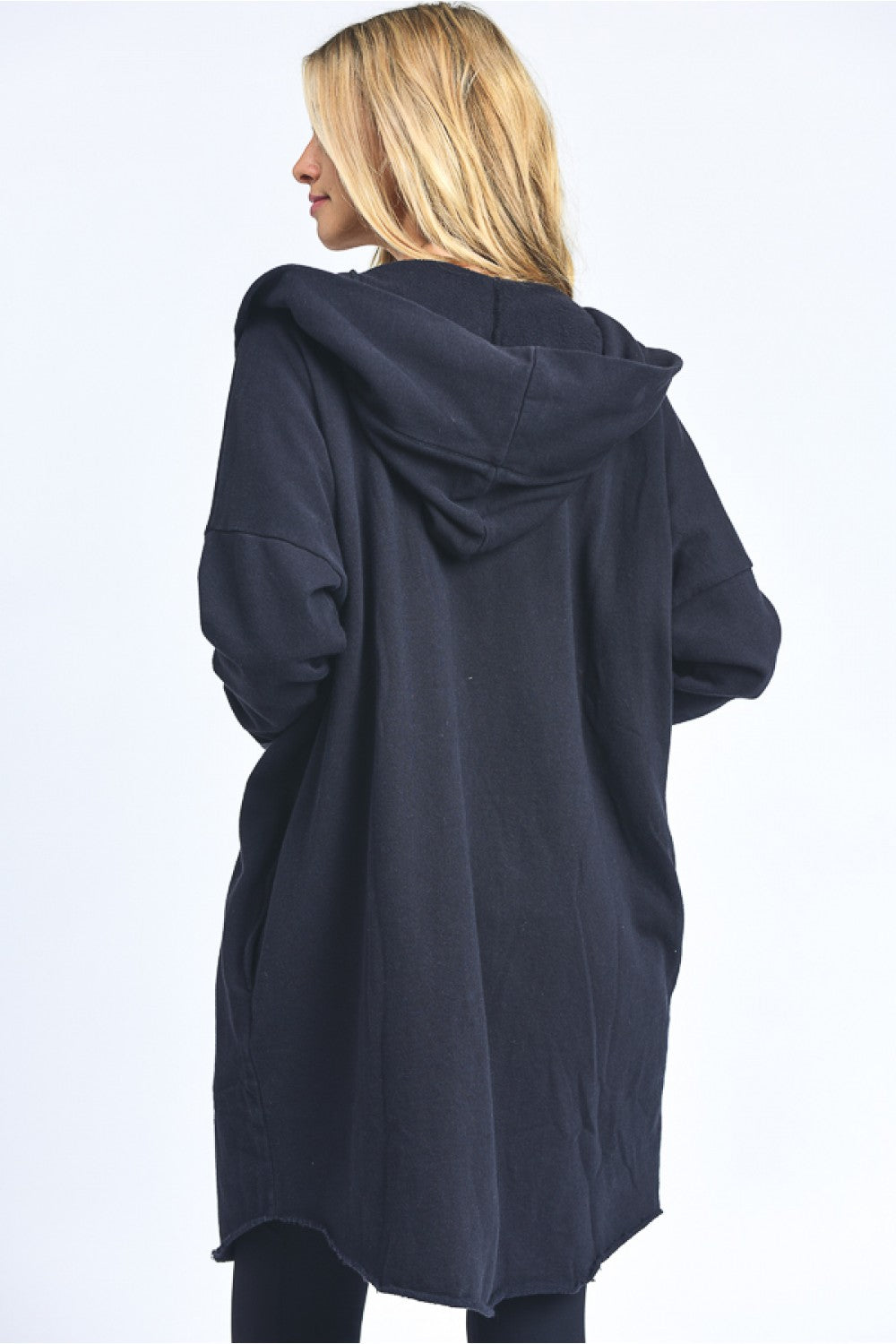 Open Front Longline Hoodie Cardigan