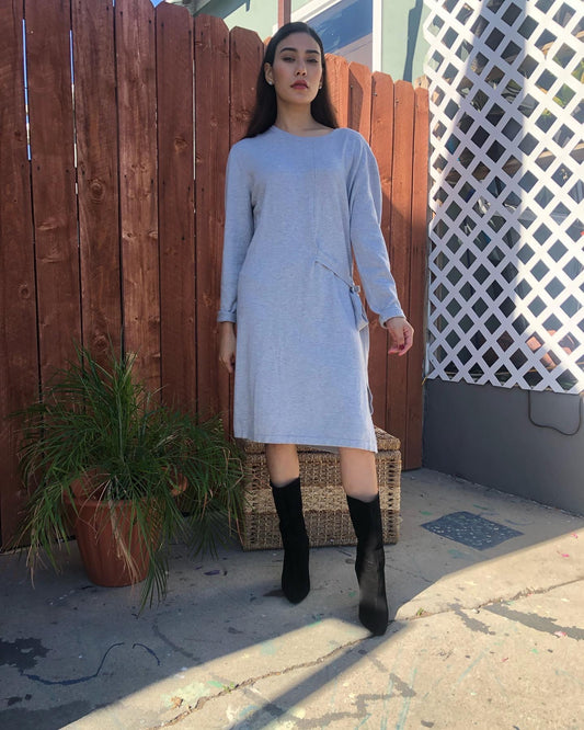 Lightweight Header Grey Sweater Dress