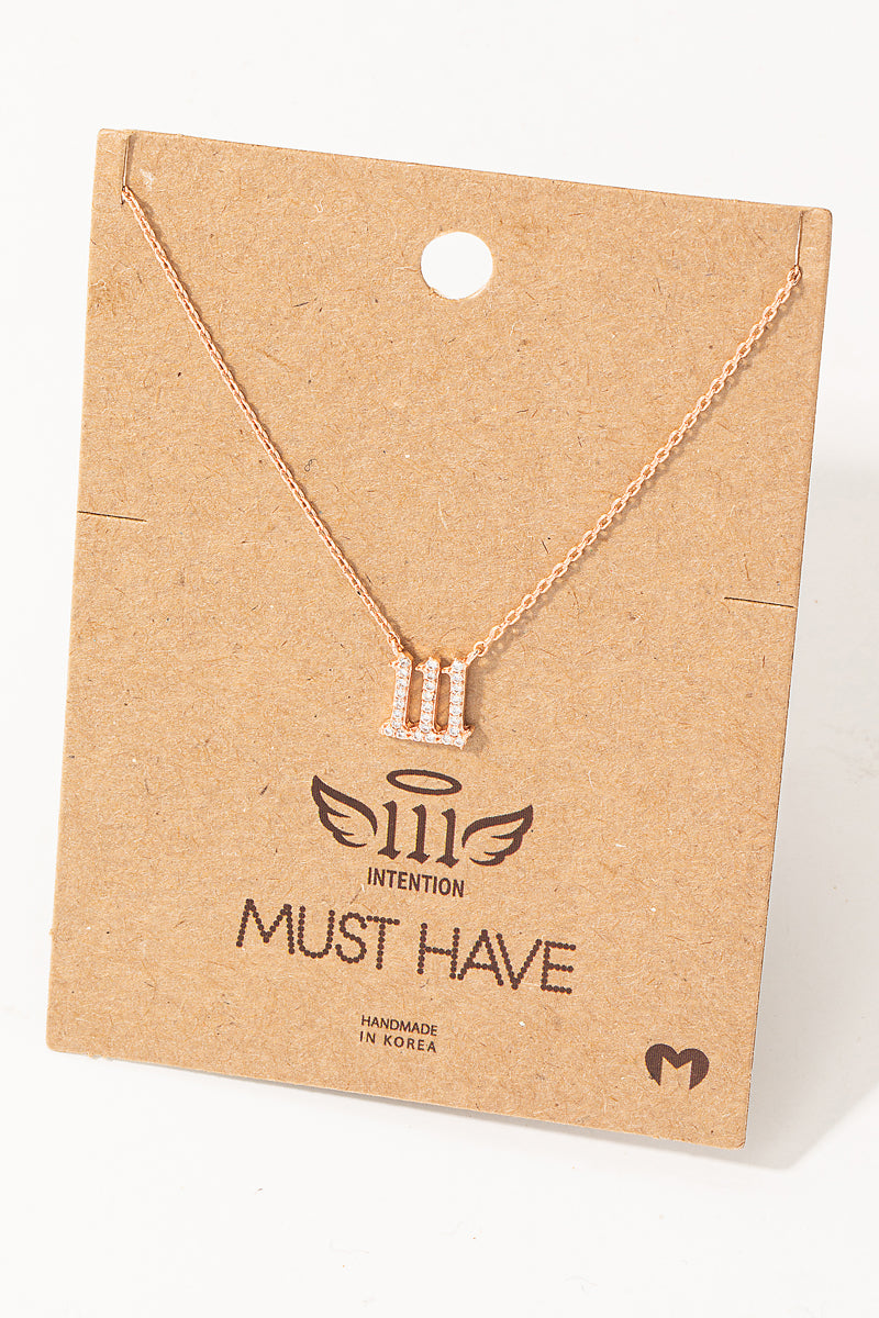 Pave 111 Angel Number Pendant Necklace