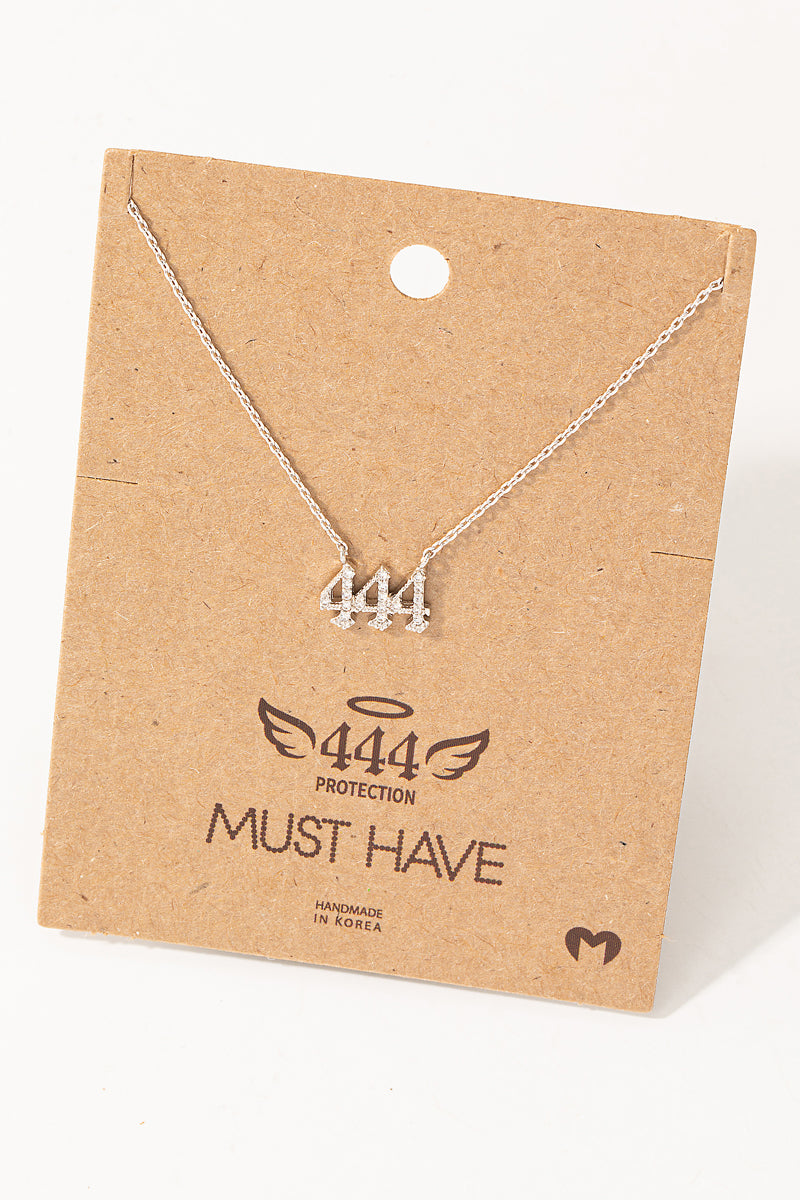 Pave 444 Angel Number Pendant Necklace