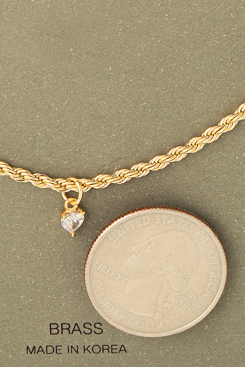 Rope Chain Stud Charm Necklace