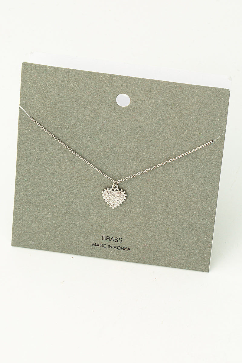 Pave Heart Pendant Necklace