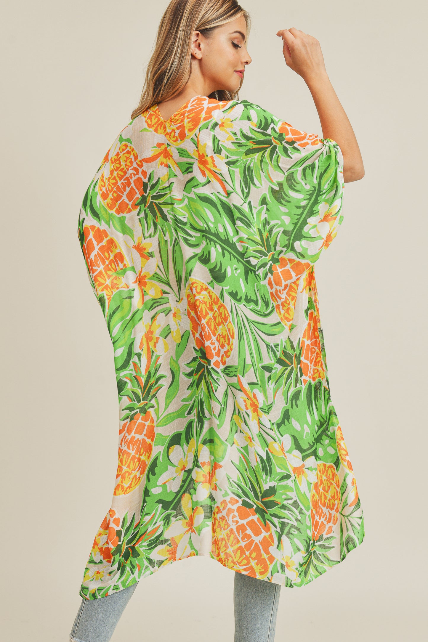 Tropical Leaf Pineapple Kimono