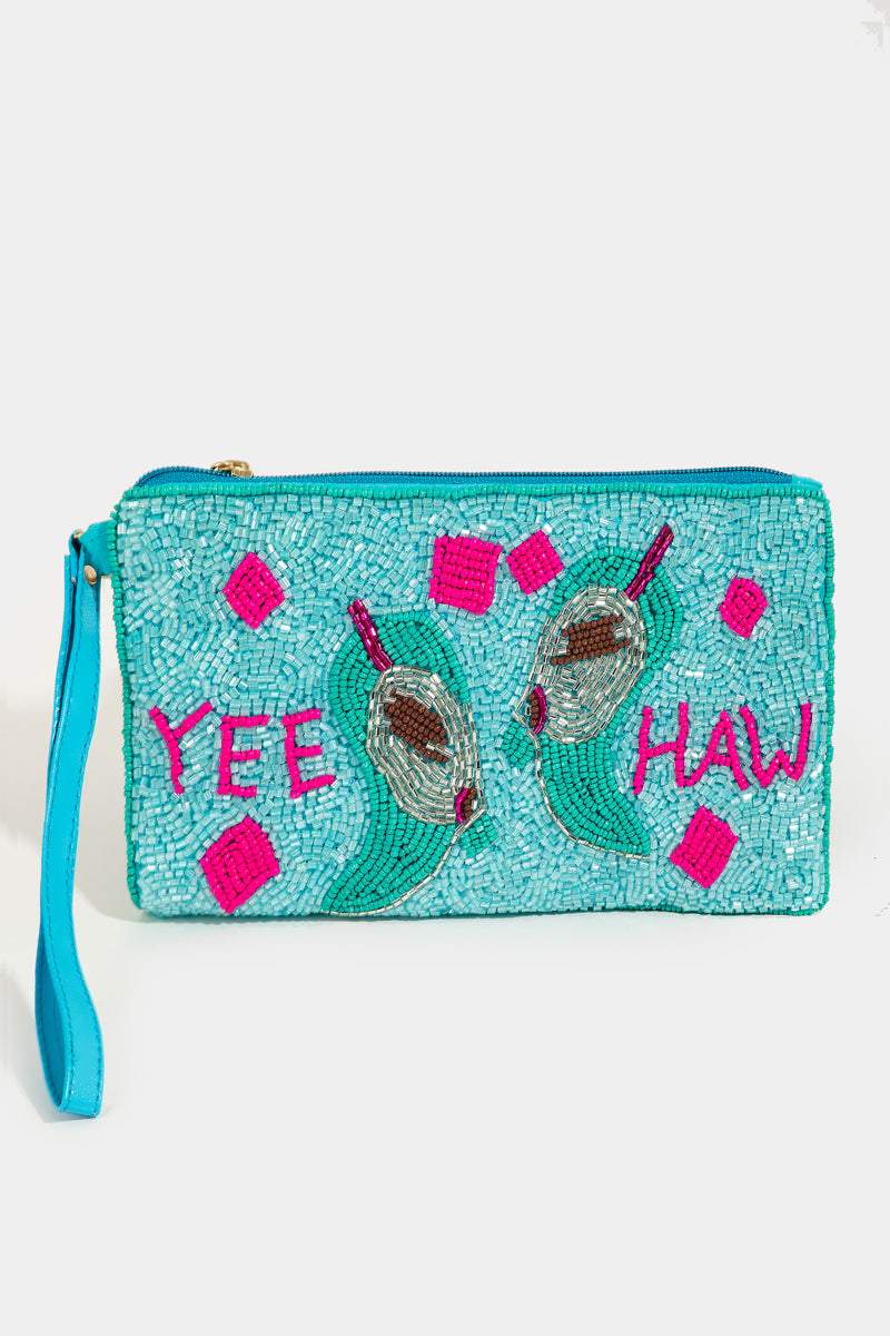 Beaded Yee Haw Boots Coin Bag