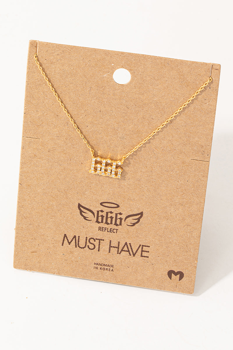 Pave 666 Angel Number Pendant Necklace