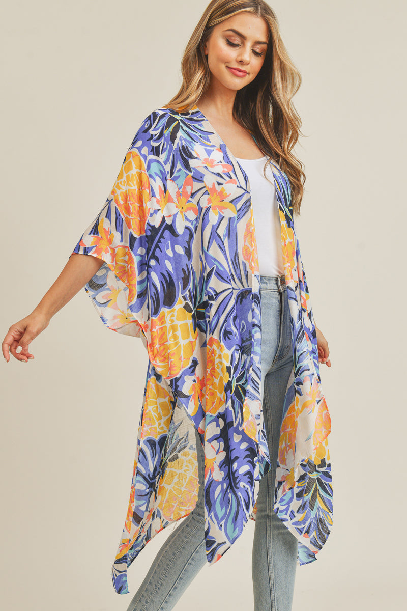 Tropical Leaf Pineapple Kimono