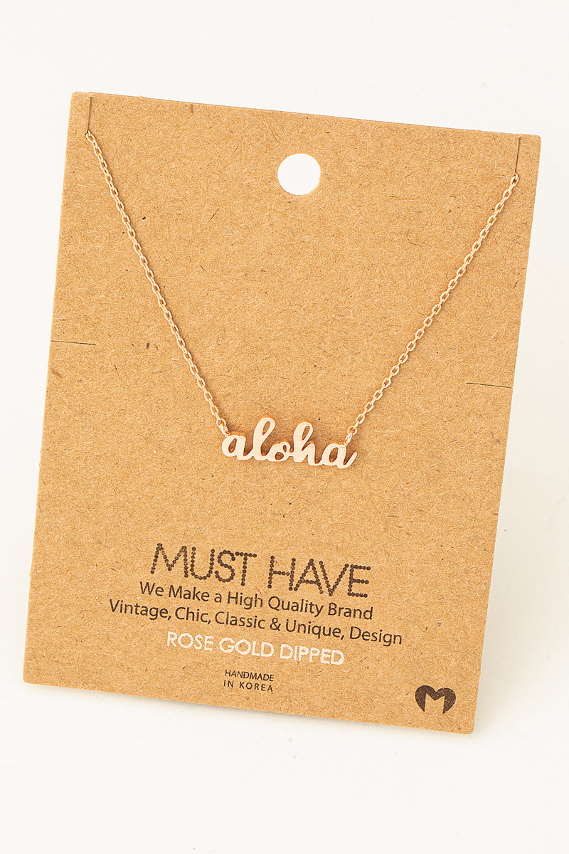 Handwritten Aloha Print Charm Necklace