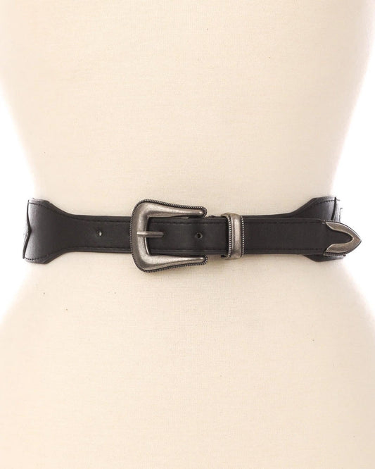 Faux Leather Mid Textured Belt