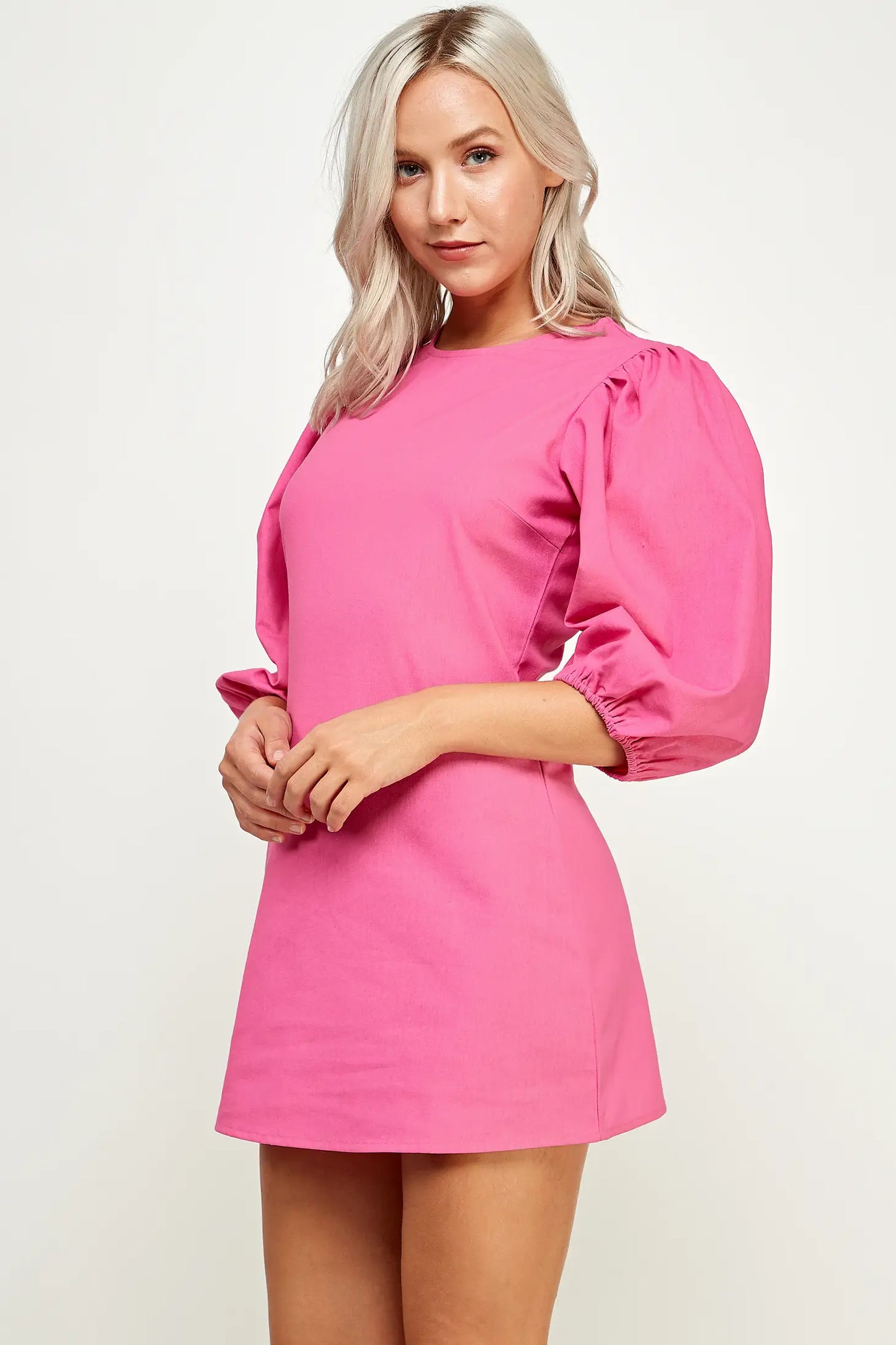 Puff Sleeves Mini Pink