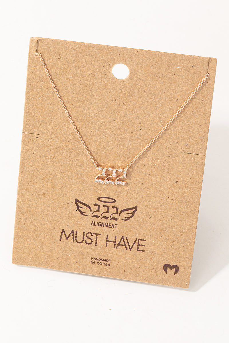 Pave 222 Angel Number Pendant Necklace