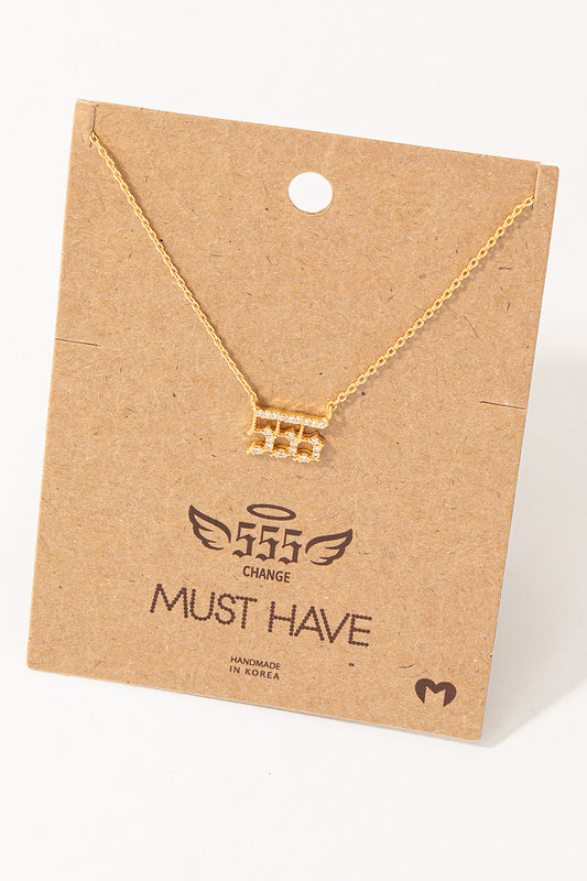 Pave 555 Angel Number Pendant Necklace