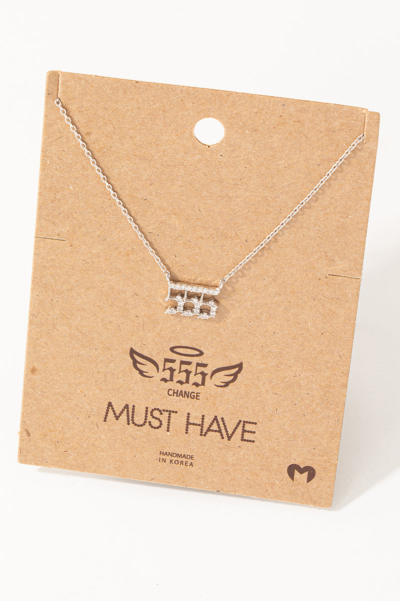 Pave 555 Angel Number Pendant Necklace