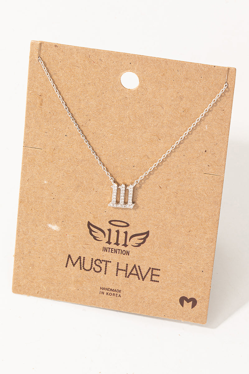 Pave 111 Angel Number Pendant Necklace